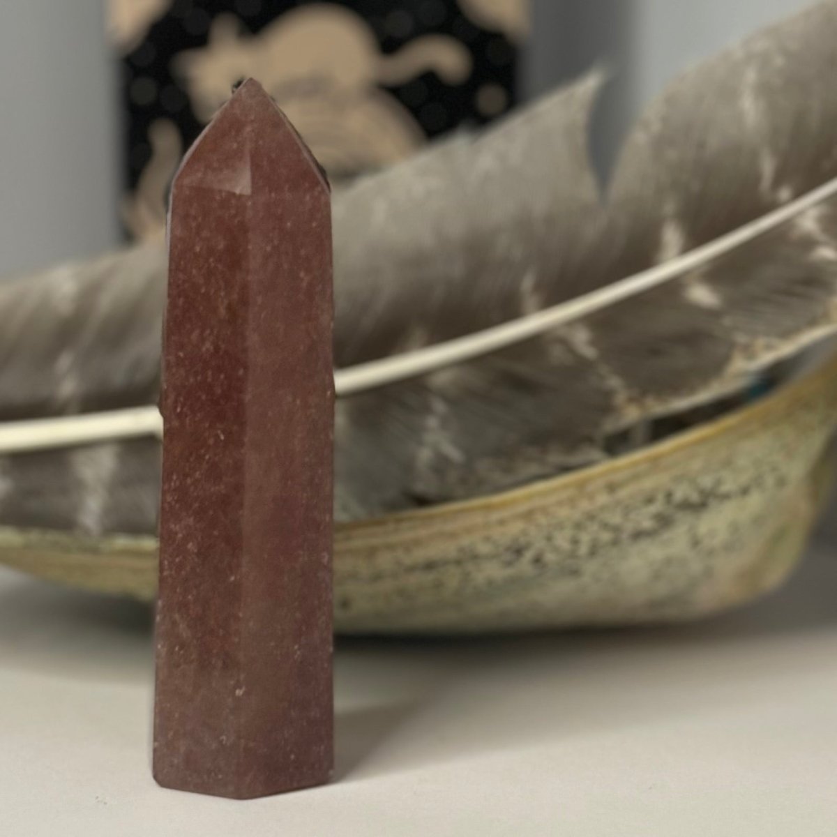 Strawberry quartz tower Crystal - Witch, Pagan, Witchcraft, Altar, Spiritual