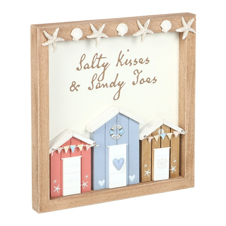 Salty Kisses 3D Shell Beach Hut Plaque N/A