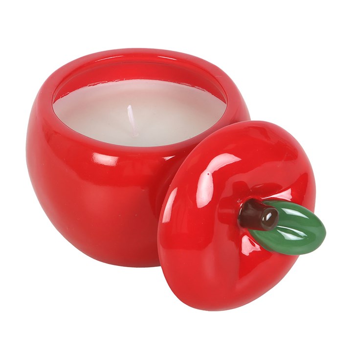 Apple Shaped Candle Jar Top Off Red Green