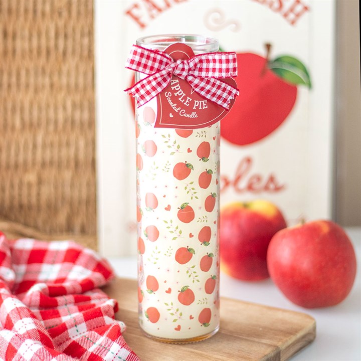 Apple Print Apple Pie Tube Candle front red white