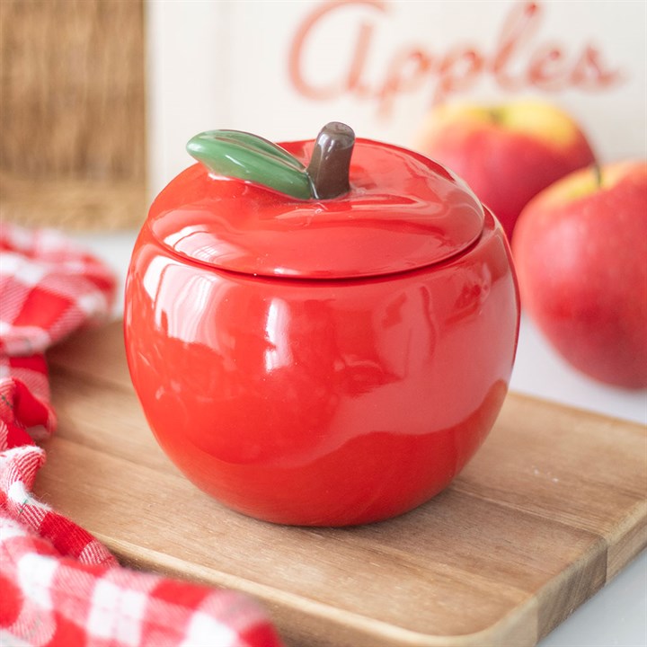 Apple Shaped Candle Jar Front red green