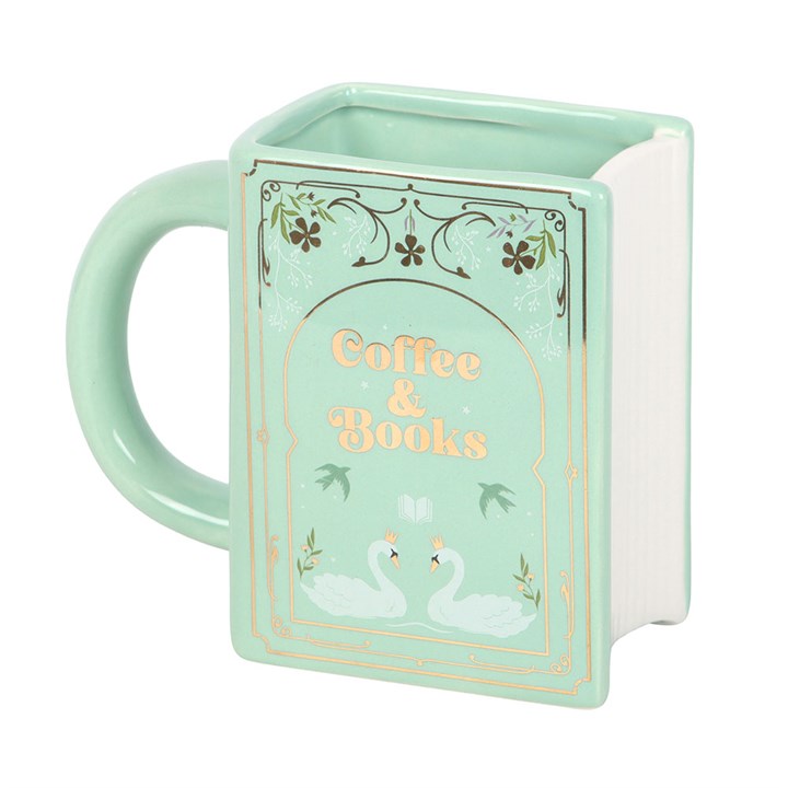 Coffee and Books Green Book Shaped Mug N/A