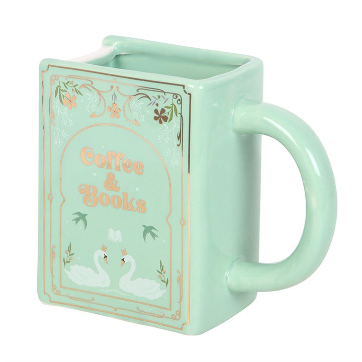 Coffee and Books Green Book Shaped Mug N/A