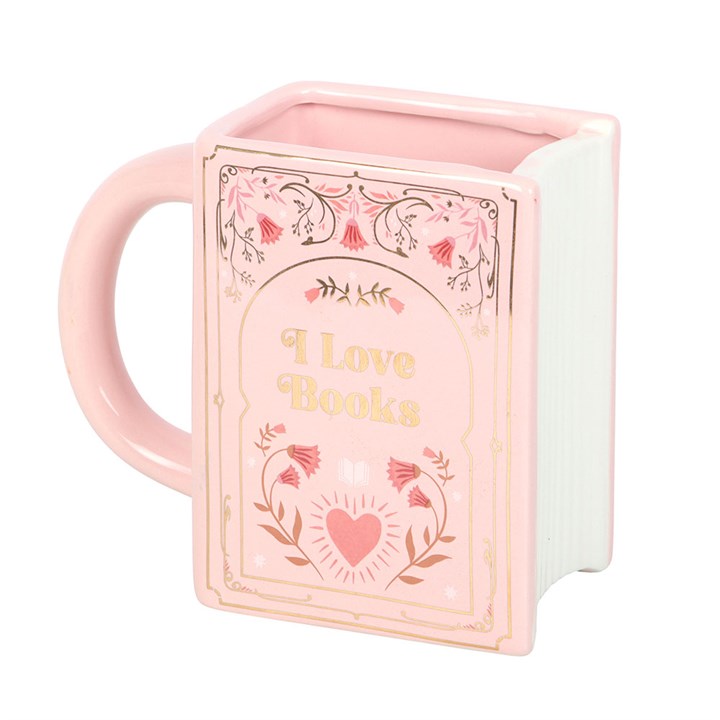 I Love Books Pink Book Shaped Mug N/A