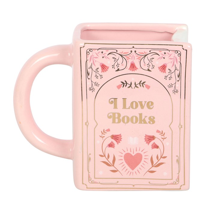 I Love Books Pink Book Shaped Mug N/A
