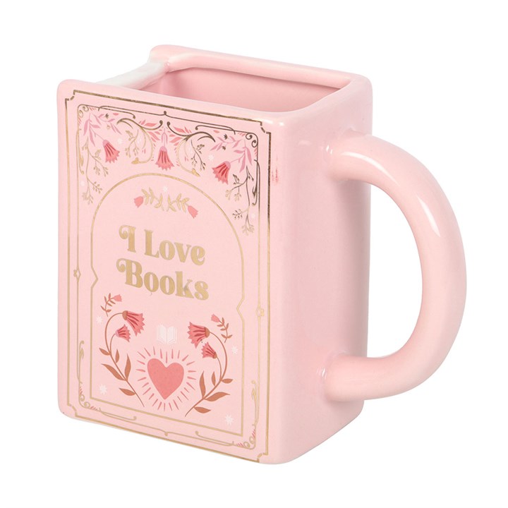 I Love Books Pink Book Shaped Mug N/A