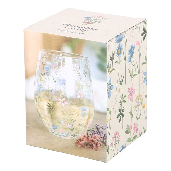 Floral Print Stemless Glass N/A