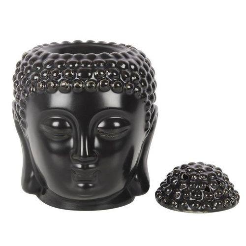 Black Buddha Head Oil Burner Top Off Black Grey