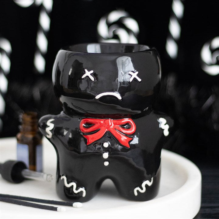 Black Gingerdead Man Oil Burner and Wax Warmer front black white