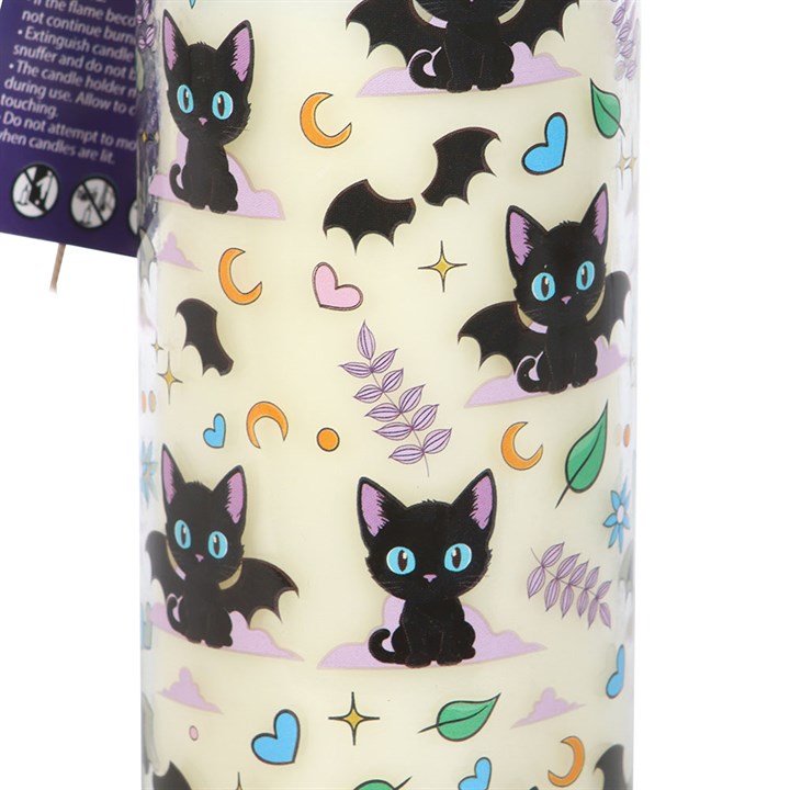 Cute and Creepy Cat Print Lavender Tube Candle N/A