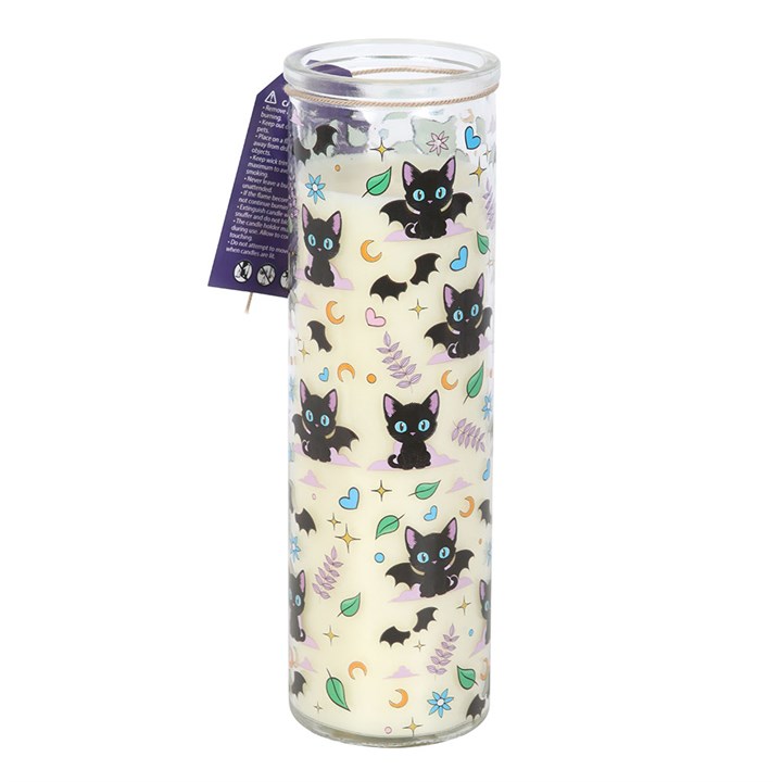 Cute and Creepy Cat Print Lavender Tube Candle N/A