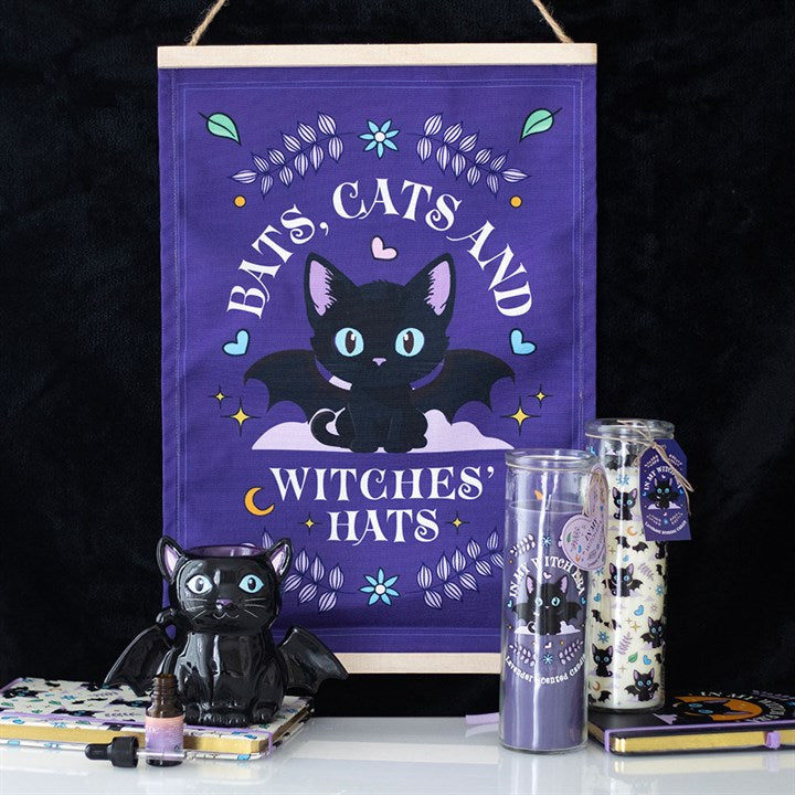 Cute and Creepy Cat Print Lavender Tube Candle N/A