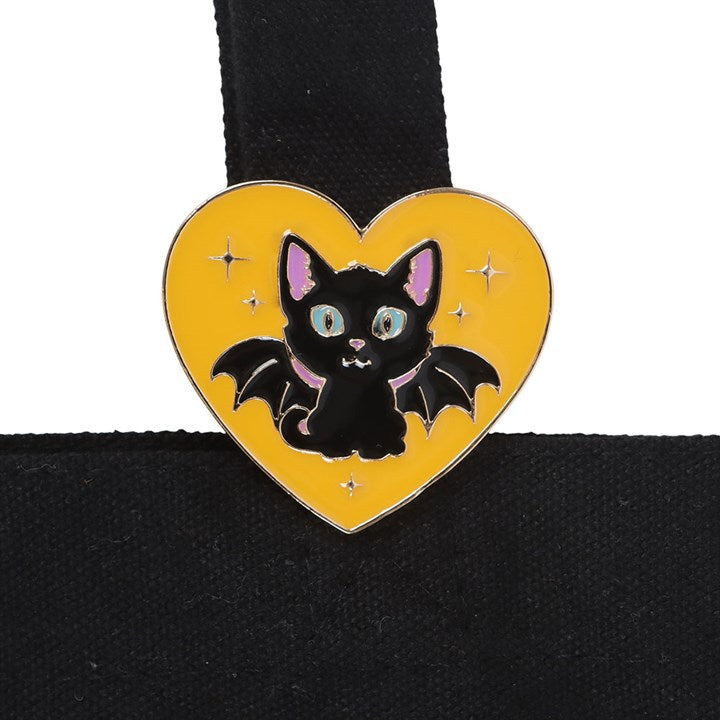 In My Witch Era Bat Cat Polycotton Tote Bag with Enamel Pin N/A