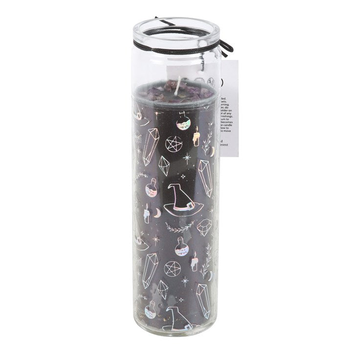 Crystal Witch Jasmine Tube Candle with Amethyst Chips N/A