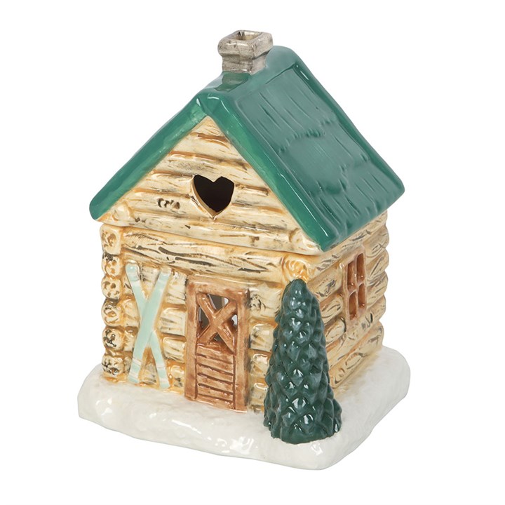 Cabin Ski Chalet Oil Burner Front Brown Blue