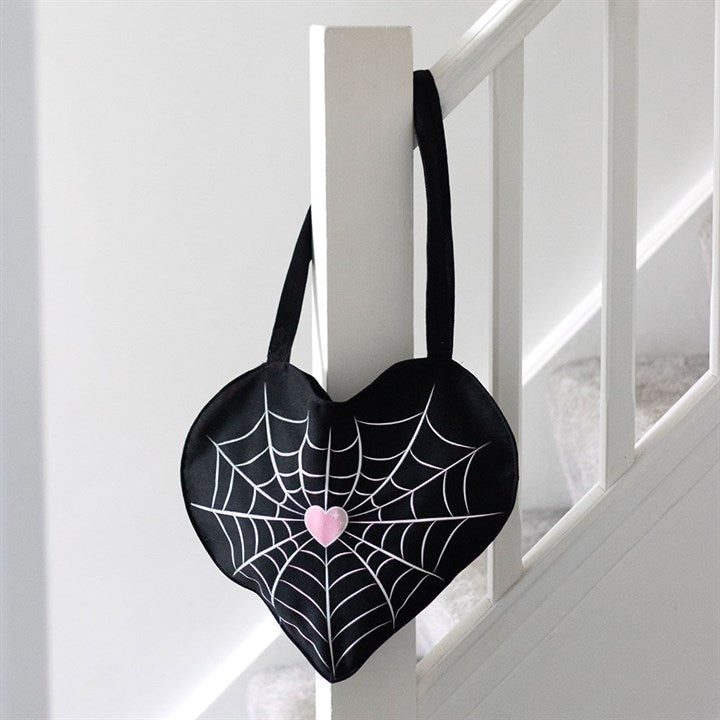Spiderweb Heart Satin Tote Bag N/A