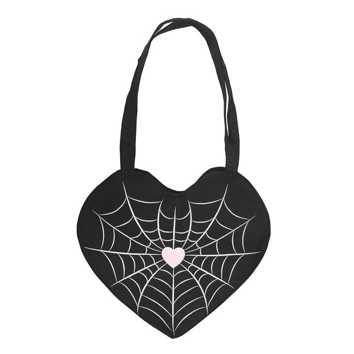 Spiderweb Heart Satin Tote Bag N/A