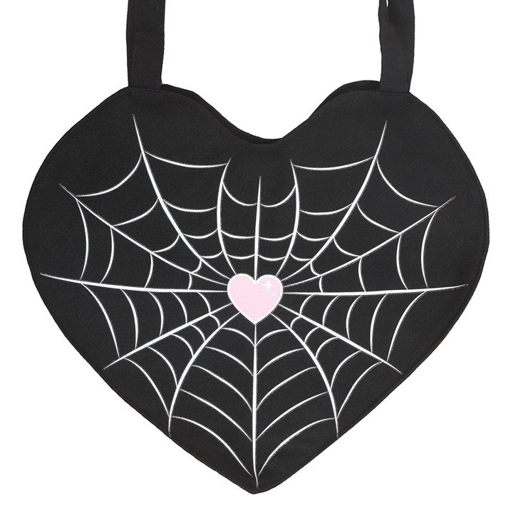 Spiderweb Heart Satin Tote Bag N/A