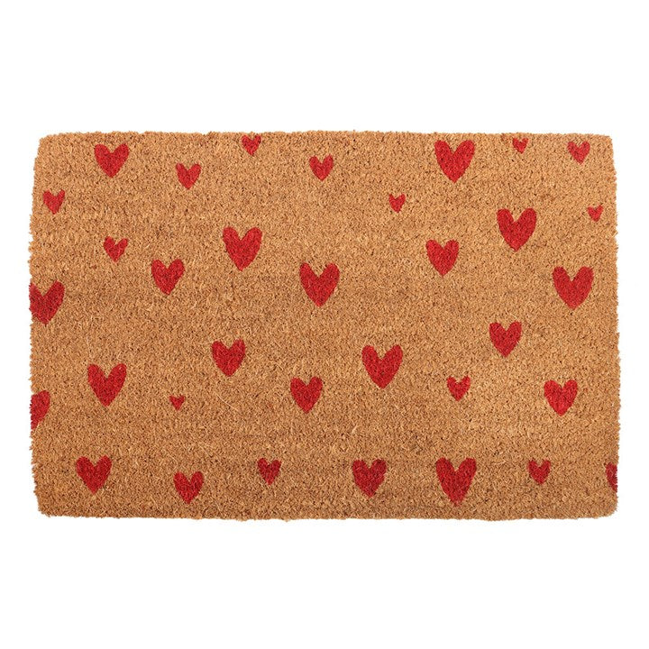 Natural Red Love Heart Doormat N/A
