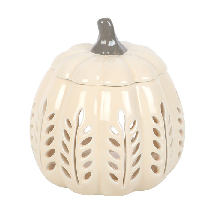 Cream Leaf Cut Out Pumpkin Oil Burner and Wax Warmer N/A