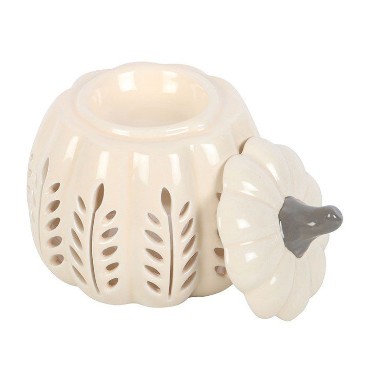 Cream Leaf Cut Out Pumpkin Oil Burner and Wax Warmer N/A