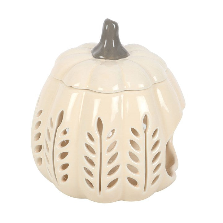 Cream Leaf Cut Out Pumpkin Oil Burner and Wax Warmer N/A
