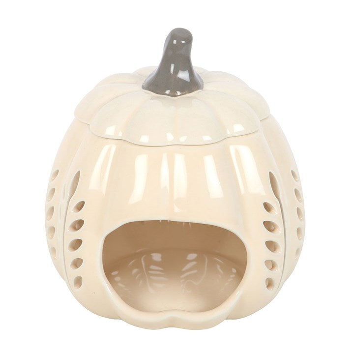 Cream Leaf Cut Out Pumpkin Oil Burner and Wax Warmer N/A