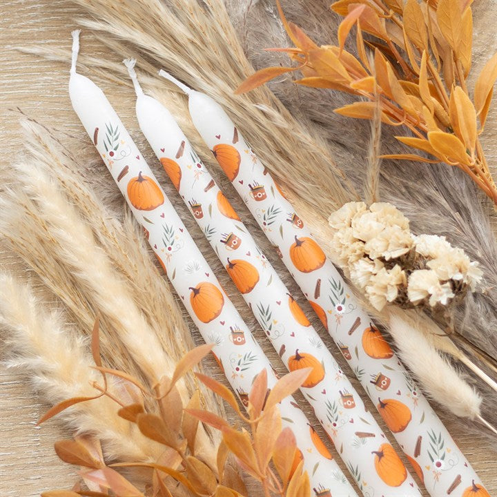 Set of 3 Pumpkin Taper Candles N/A