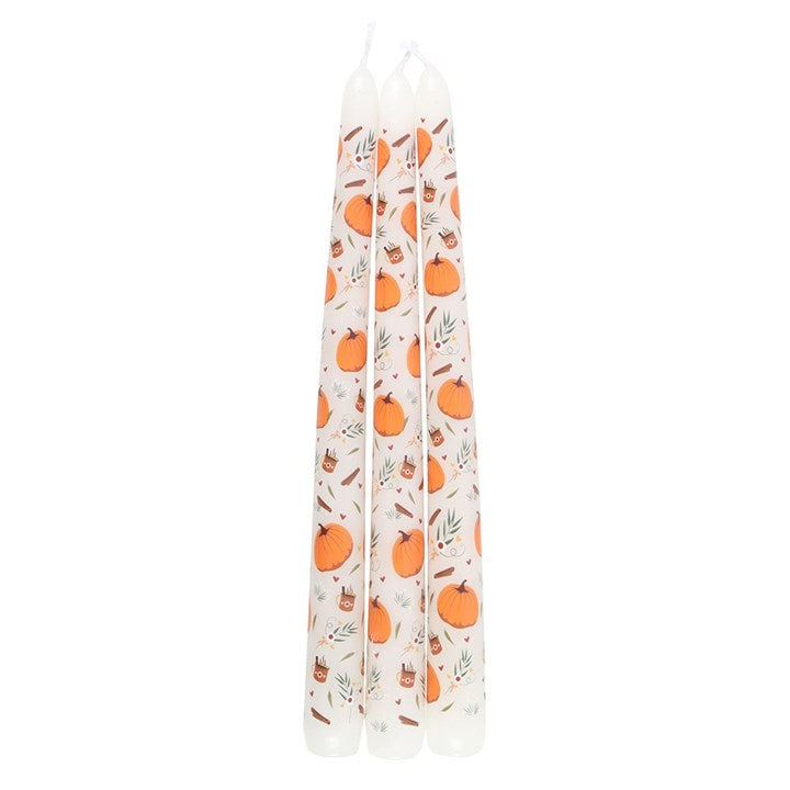 Set of 3 Pumpkin Taper Candles N/A