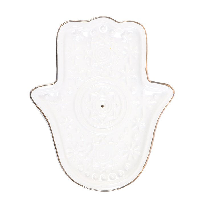 White Hand of Hamsa Incense Holder and Trinket Dish N/A