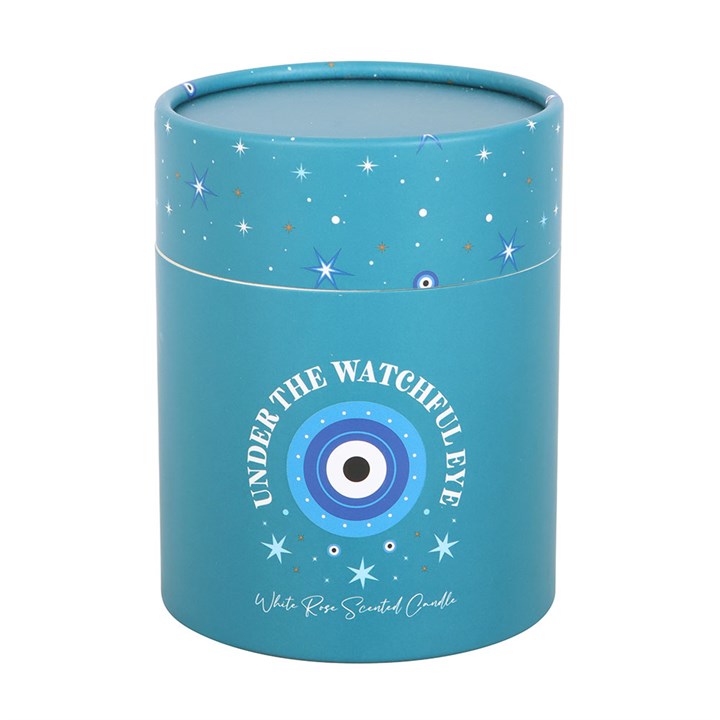Under Watchful Eyes White Rose Candle with Crystals N/A