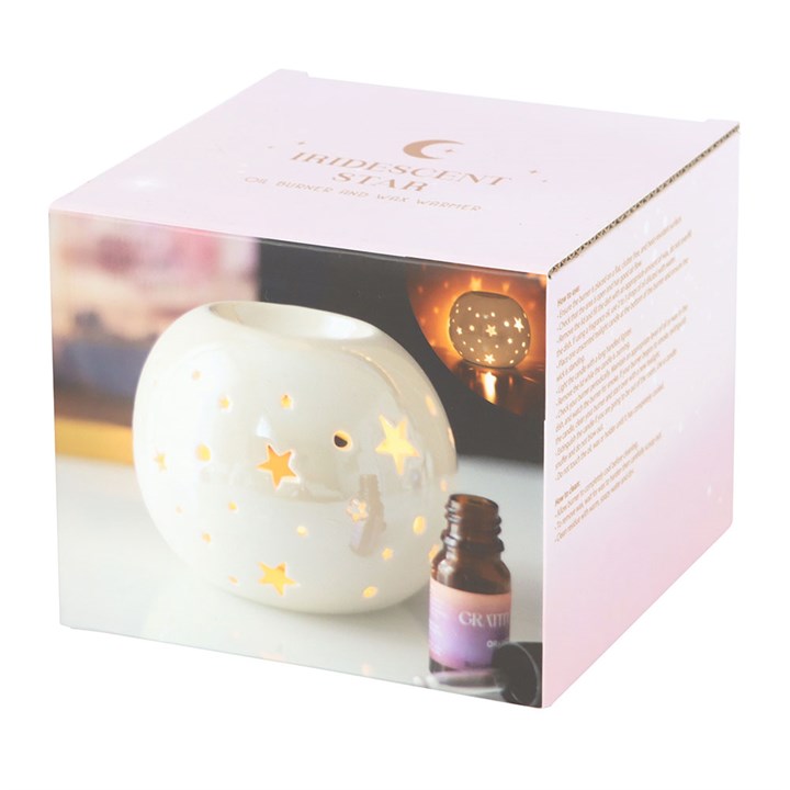 White Iridescent Star Oil Burner and Wax Warmer N/A