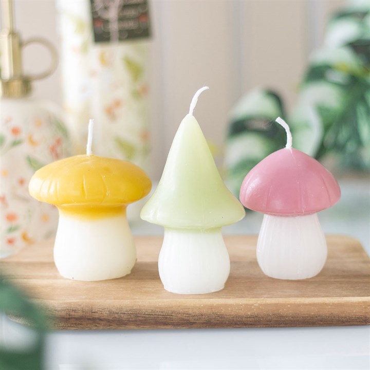 Set of 3 Pastel Mushroom Candles N/A