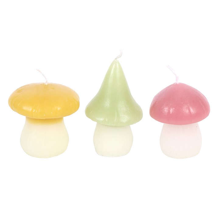 Set of 3 Pastel Mushroom Candles N/A