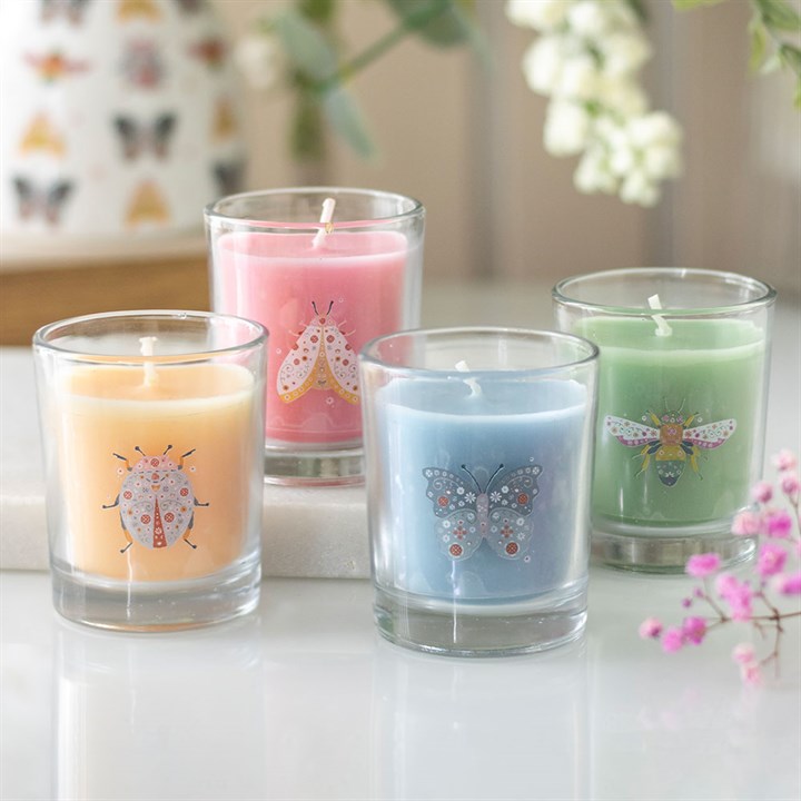 Set of 4 Floral Bug Mandarin & Bergamot Candles N/A