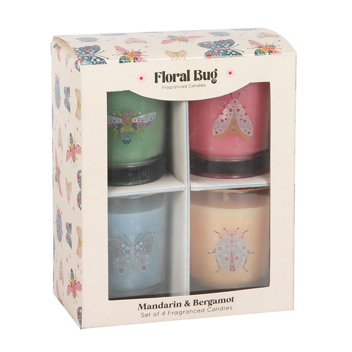 Set of 4 Floral Bug Mandarin & Bergamot Candles N/A