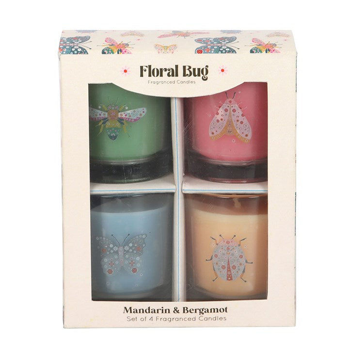 Set of 4 Floral Bug Mandarin & Bergamot Candles N/A