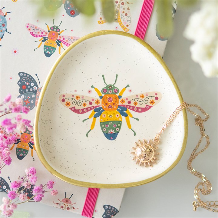 Floral Bee Trinket Dish N/A
