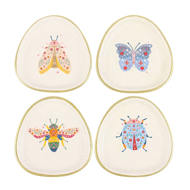 Set of 4 Floral Bug Trinket Dishes N/A