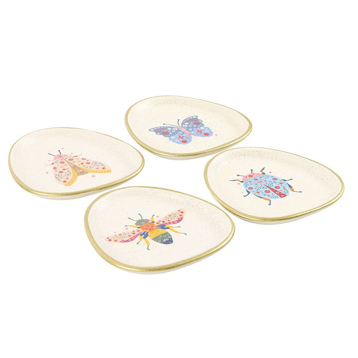 Set of 4 Floral Bug Trinket Dishes N/A