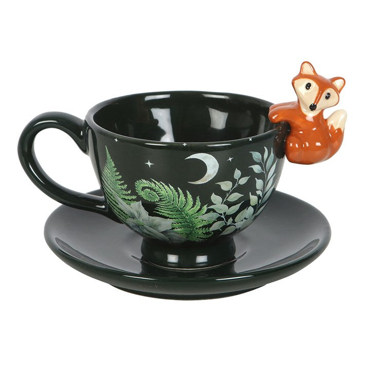 Green Forest Teacup with Fox N/A