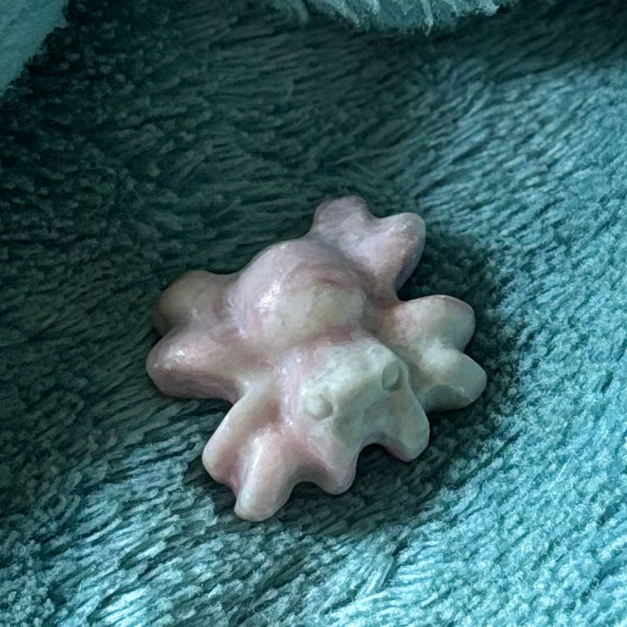 Pink opal sitting spider Crystal - Witch, Pagan, Witchcraft, Spiritual