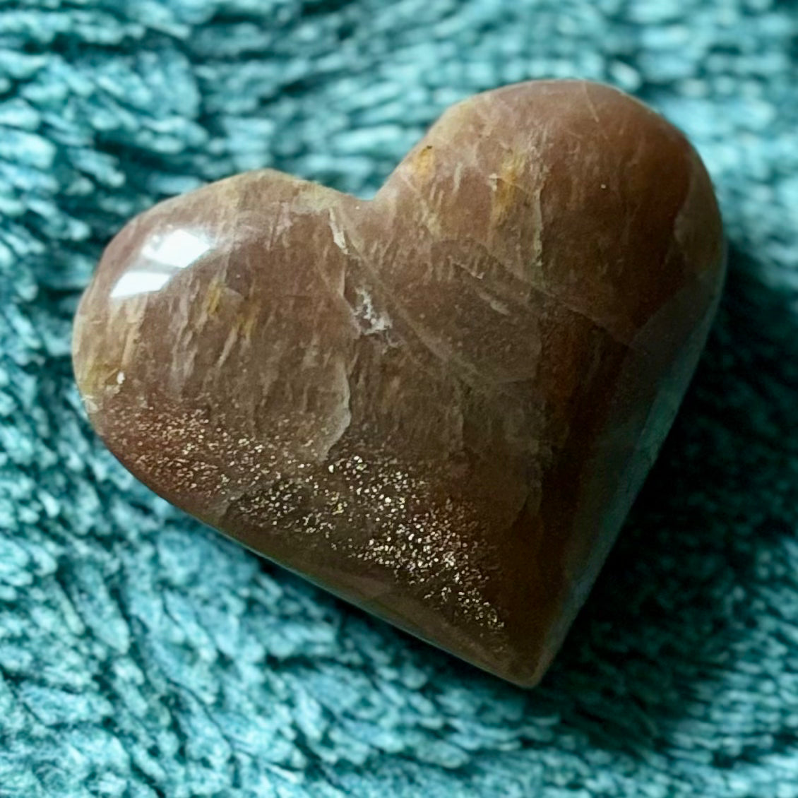 Peach Moonstone heart Crystal - Witch, Pagan, Witchcraft, Spiritual