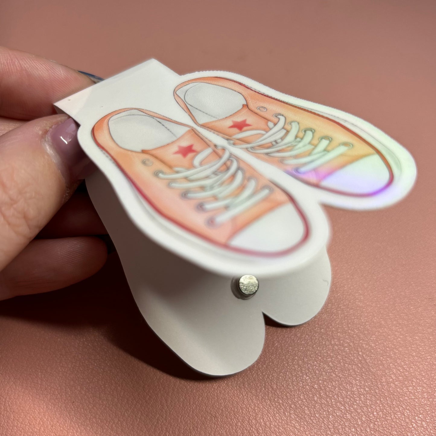 Pink converse trainer magnetic bookmark