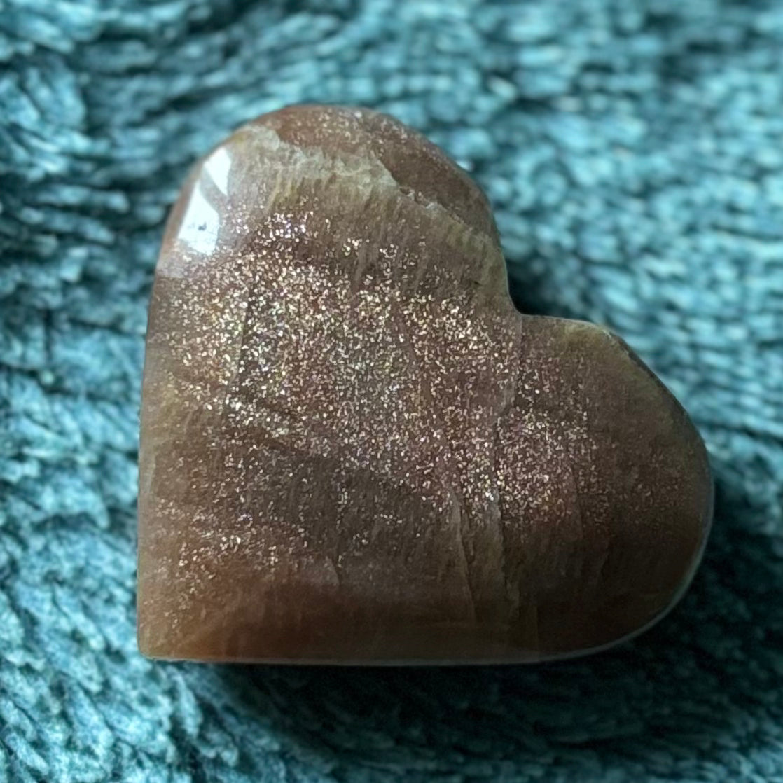 Peach Moonstone heart Crystal - Witch, Pagan, Witchcraft, Spiritual