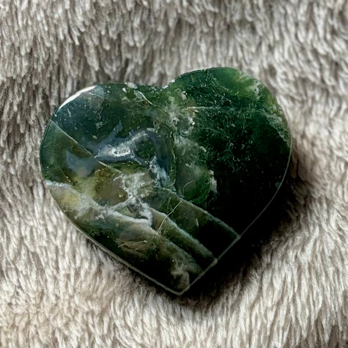 Moss agate heart Crystal - Witch, Pagan, Witchcraft, Altar, Spiritual