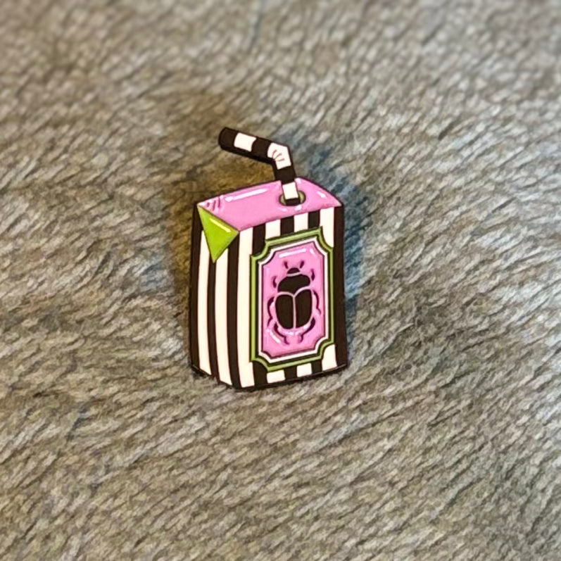 Beetlejuice style enamel pin