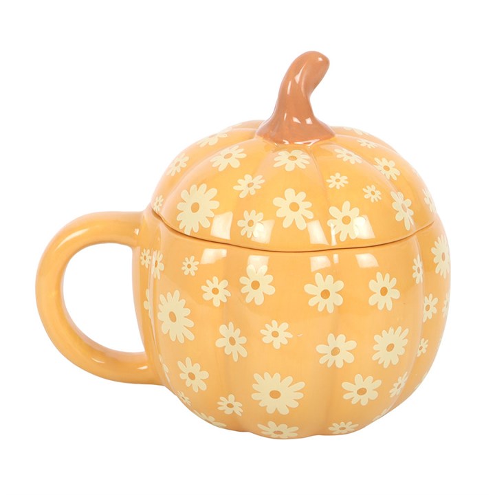 Groovy Floral Pumpkin Lidded Mug N/A