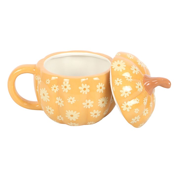 Groovy Floral Pumpkin Lidded Mug N/A