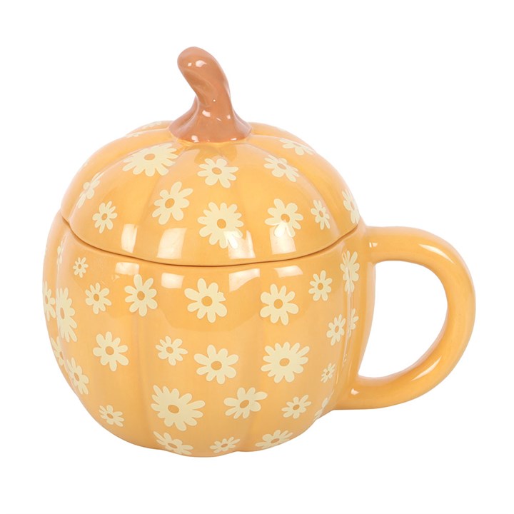 Groovy Floral Pumpkin Lidded Mug N/A